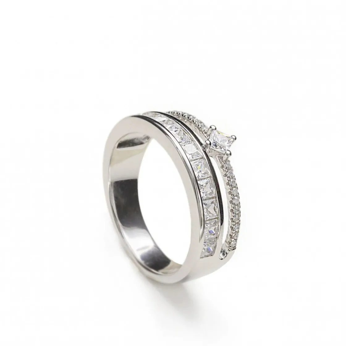 Anillos Circonitas | LINEARGENT Anillo circonitas de plata con cuarzo adamantino
