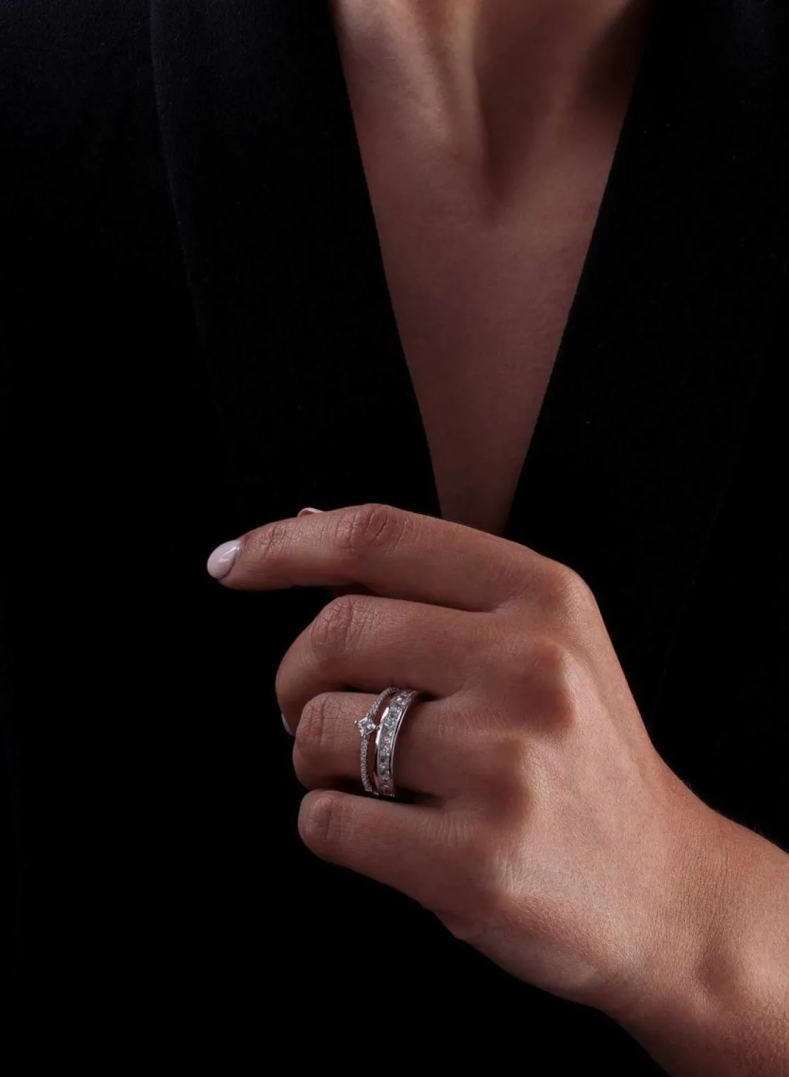 Anillos Circonitas | LINEARGENT Anillo circonitas de plata con cuarzo adamantino
