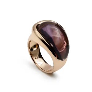 Anillos Con Piedras | Anillos Grandes | LINEARGENT Anillo con piedra morada y plata bañada en rosa