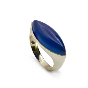 Anillos Con Piedras | Anillos Grandes | LINEARGENT Anillo con piedra zafiro en forma ovalada alargada