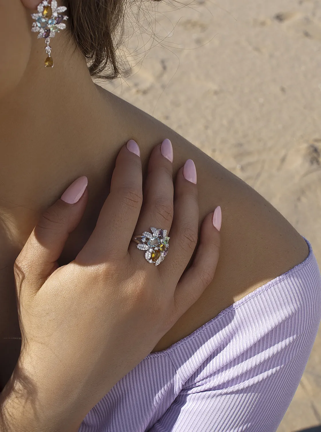 Anillos Especiales | Anillos Con Piedras | LINEARGENT Anillo con piedras barroco en motivos florales