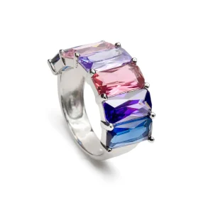 Anillos Con Piedras | LINEARGENT Anillo con piedras talla esmeralda en tonos azul y morados