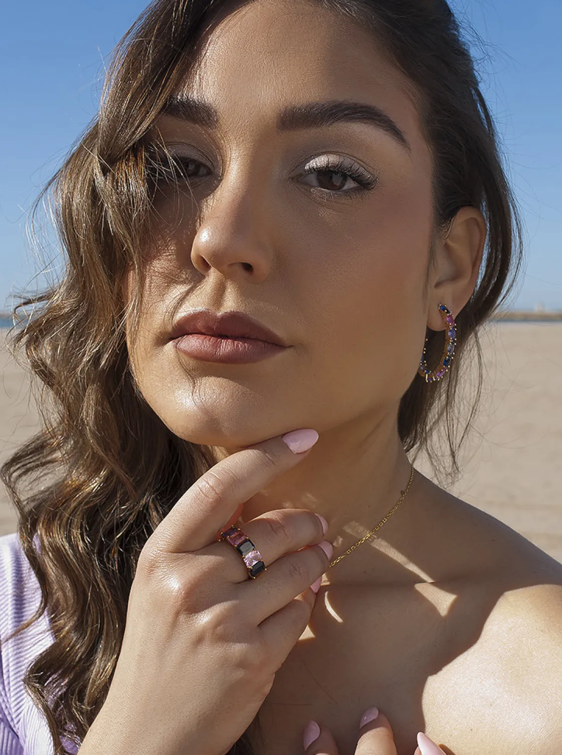 Anillos Con Piedras | LINEARGENT Anillo con piedras talla esmeralda en tonos azul y morados