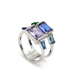 Anillos Con Piedras | LINEARGENT Anillo con piedras tonos azules diseño doble anillo