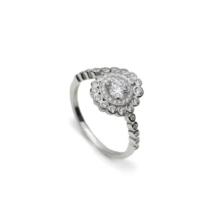 Anillos De Diseño | Anillos Circonitas | LINEARGENT Anillo de plata circular con circonita al rededor de una pieza central