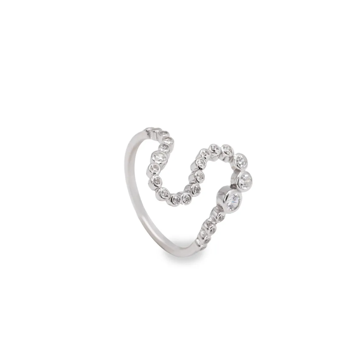Anillos De Diseño | Anillos Circonitas | LINEARGENT Anillo de plata en forma de s y circonitas en todo el contorno