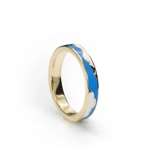Anillos Finos | LINEARGENT Anillo esmalte azul con detalle de nubes