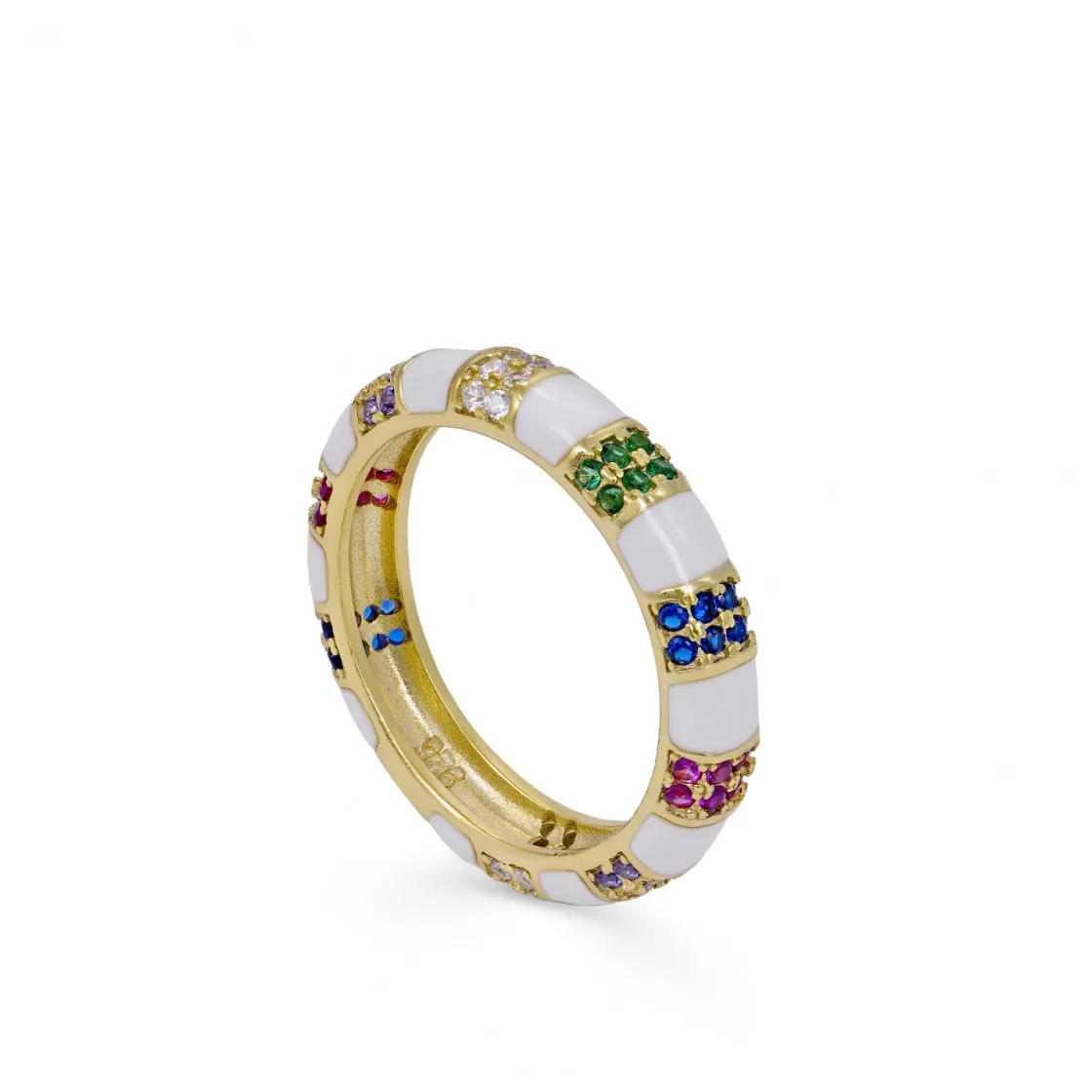 Anillos Finos | Anillos Circonitas | LINEARGENT Anillo esmalte diseño multicolor con circonitas