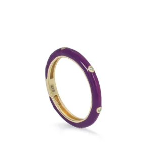 Anillos Pequeños | Anillos Finos | LINEARGENT Anillo esmalte triple circonita en tono morado