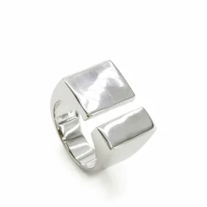 Anillos De Diseño | Anillos Anchos | LINEARGENT Anillo sello diseño abierto con plata lisa