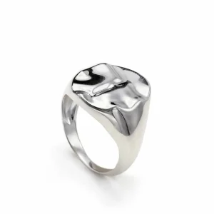 Anillo Sello | Anillos Grandes | LINEARGENT Anillo sello diseño convexo líquido