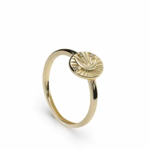 Anillo Sello | LINEARGENT Anillo sello diseño de luna y tres circonitas