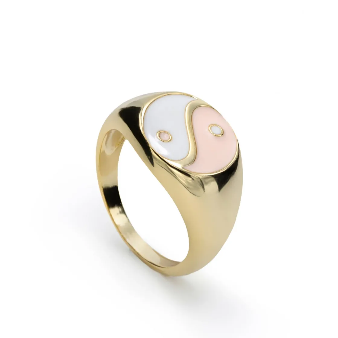 Anillo Sello | LINEARGENT Anillo sello diseño ''yin yang'' con esmalte bicolor