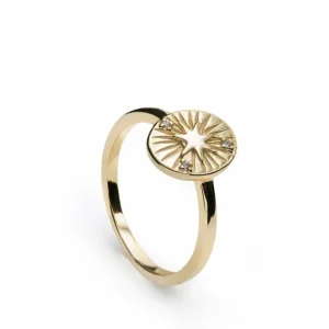 Anillo Sello | LINEARGENT Anillo sello en plata dorado diseño estrella