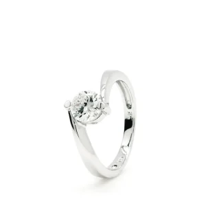 Anillos De Compromiso | Anillo Solitario | LINEARGENT Anillo solitario diseño arqueado con cuarzo adamantino
