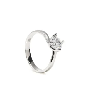 Anillos De Compromiso | Anillo Solitario | LINEARGENT Anillo solitario diseño curvo con circonita central