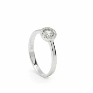 Anillos Especiales | Anillos Finos | LINEARGENT Anillo solitarios diseño de cuarzo adamantino central