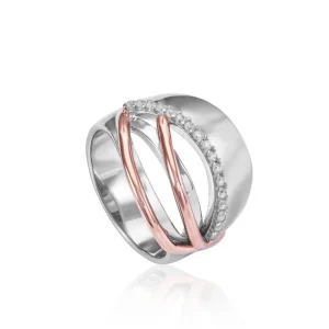 Anillos Bicolor | Anillos Anchos | LINEARGENT Anillos anchos con carriles bicolores y circonitas