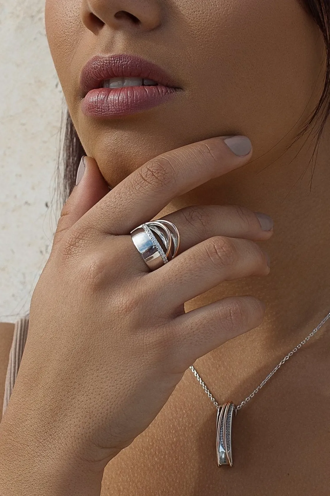 Anillos Bicolor | Anillos Anchos | LINEARGENT Anillos anchos con carriles bicolores y circonitas