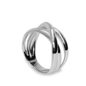 Anillos Anchos | Anillos Grandes | LINEARGENT Anillos anchos de plata lisa diseño raíles cruzados