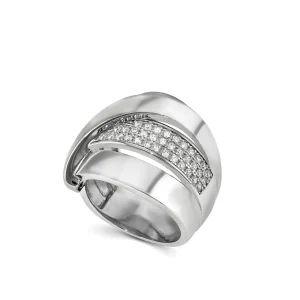 Anillos De Diseño | Anillos Anchos | LINEARGENT Anillos anchos diseño carril diagonal con circonitas