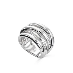 Anillos Anchos | Anillos Grandes | LINEARGENT Anillos anchos diseño cinco carriles en plata lisa