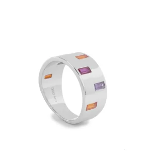 Anillos Anchos | LINEARGENT Anillos anchos diseño de cuarzos adamantinos brillantes