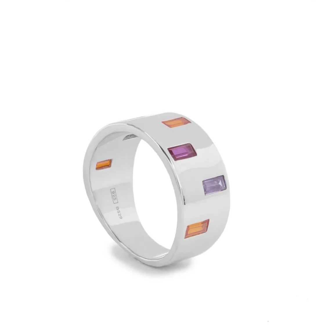 Anillos Anchos | LINEARGENT Anillos anchos diseño de cuarzos adamantinos brillantes