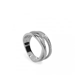 Anillos Anchos | Anillos Circonitas | LINEARGENT Anillos anchos diseño de varios raíles con circonitas