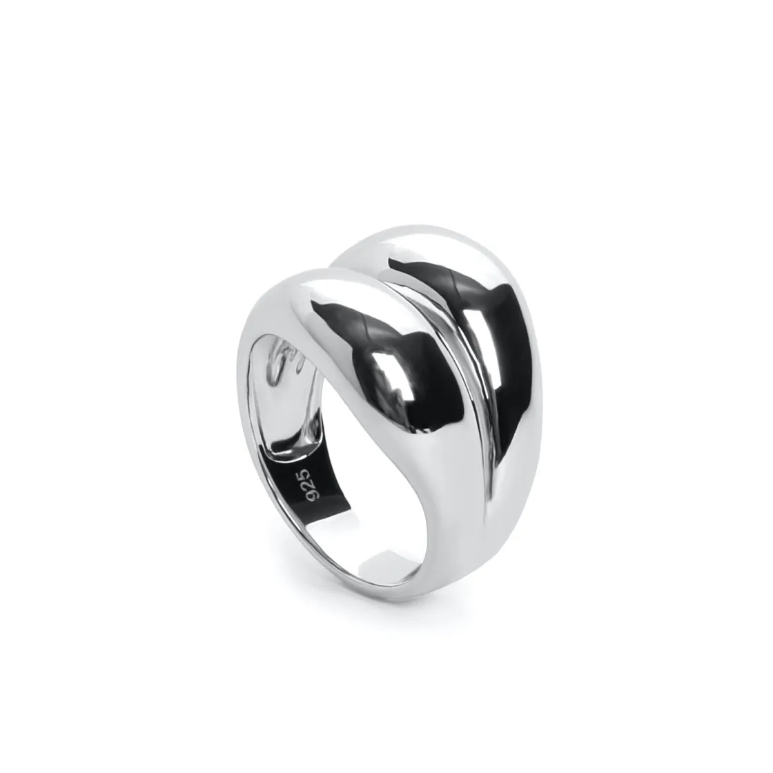 Anillos De Diseño | Anillos Anchos | LINEARGENT Anillos anchos diseño doble carril envolvente en plata lisa