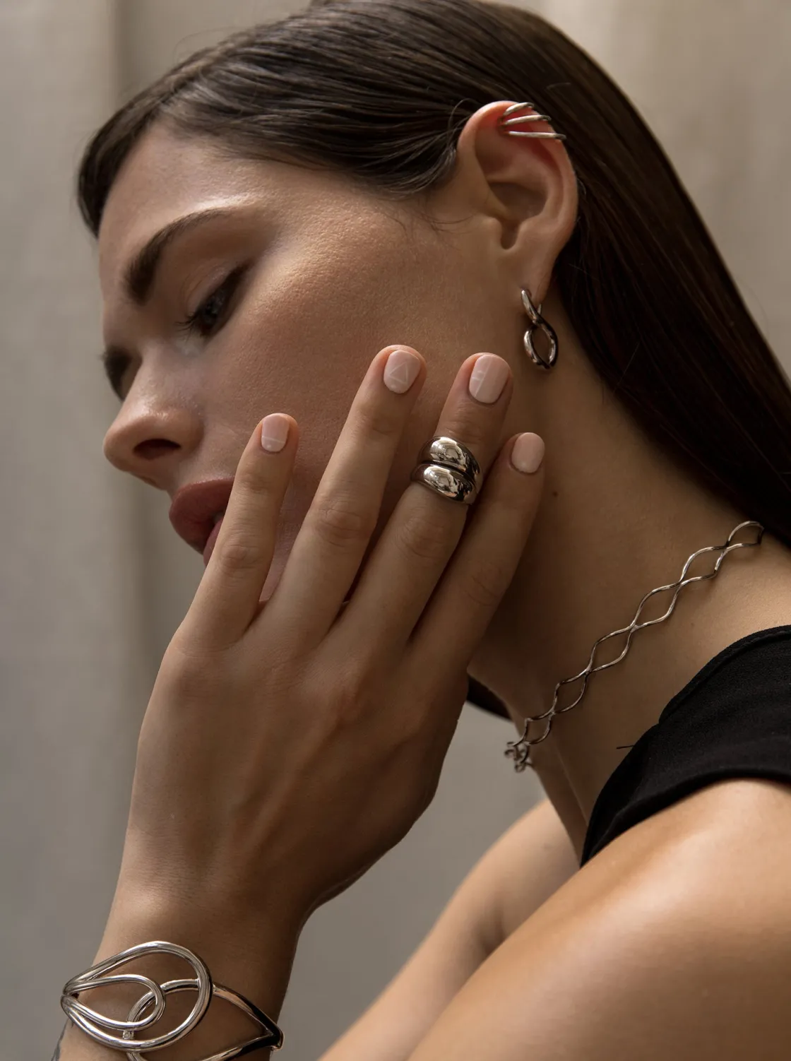 Anillos De Diseño | Anillos Anchos | LINEARGENT Anillos anchos diseño doble carril envolvente en plata lisa