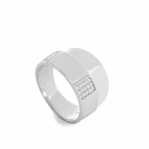 Anillos Anchos | Anillos Grandes | LINEARGENT Anillos anchos diseño doble nivel con detalles de circonita