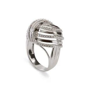 Anillos Especiales | Anillos Grandes | LINEARGENT Anillos anchos diseño raíles cruzados con circonitas