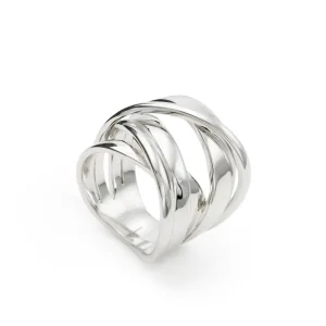 Anillos Anchos | Anillos Grandes | LINEARGENT Anillos anchos diseño raíles finos y gruesos irregulares