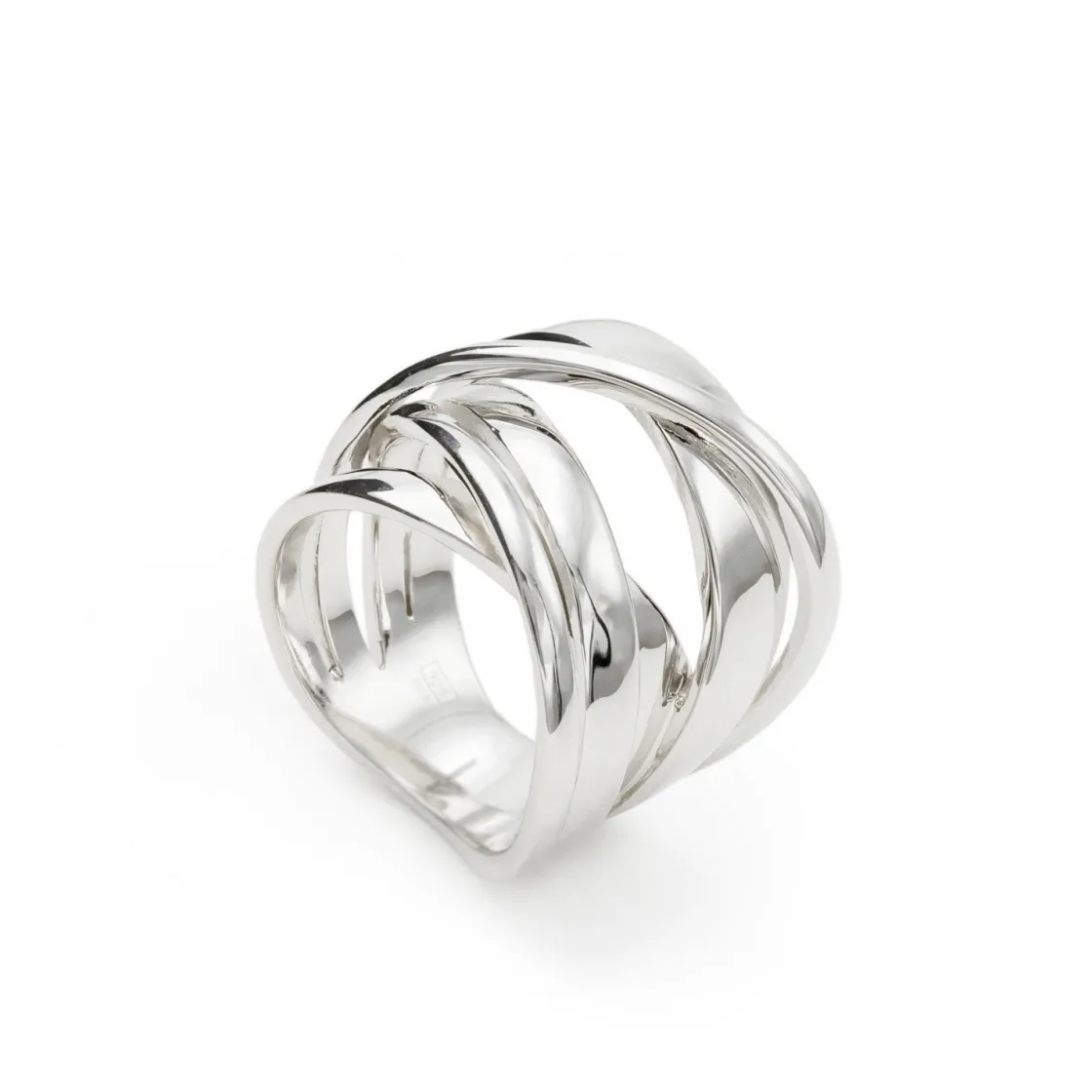 Anillos Anchos | Anillos Grandes | LINEARGENT Anillos anchos diseño raíles finos y gruesos irregulares