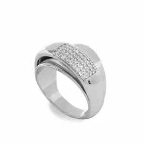 Anillos Anchos | Anillos Grandes | LINEARGENT Anillos anchos diseño superpuesto con circonitas