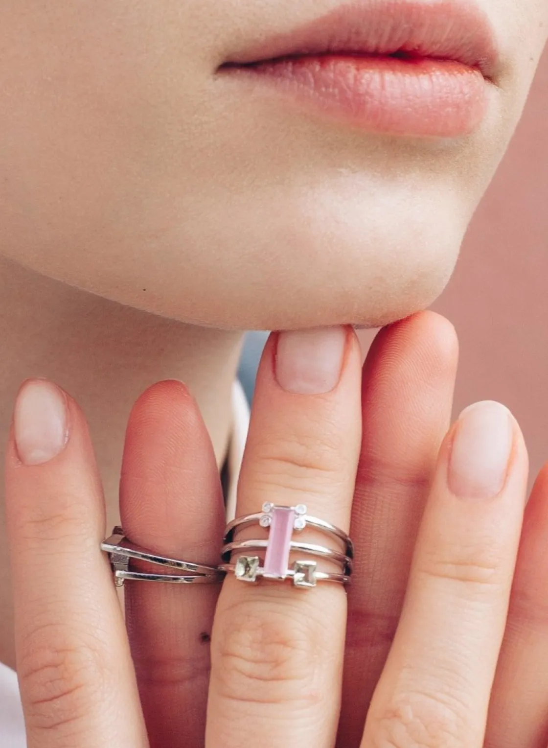 Anillos Con Piedras | LINEARGENT Anillos anchos diseño triple sortija con gemas de colores