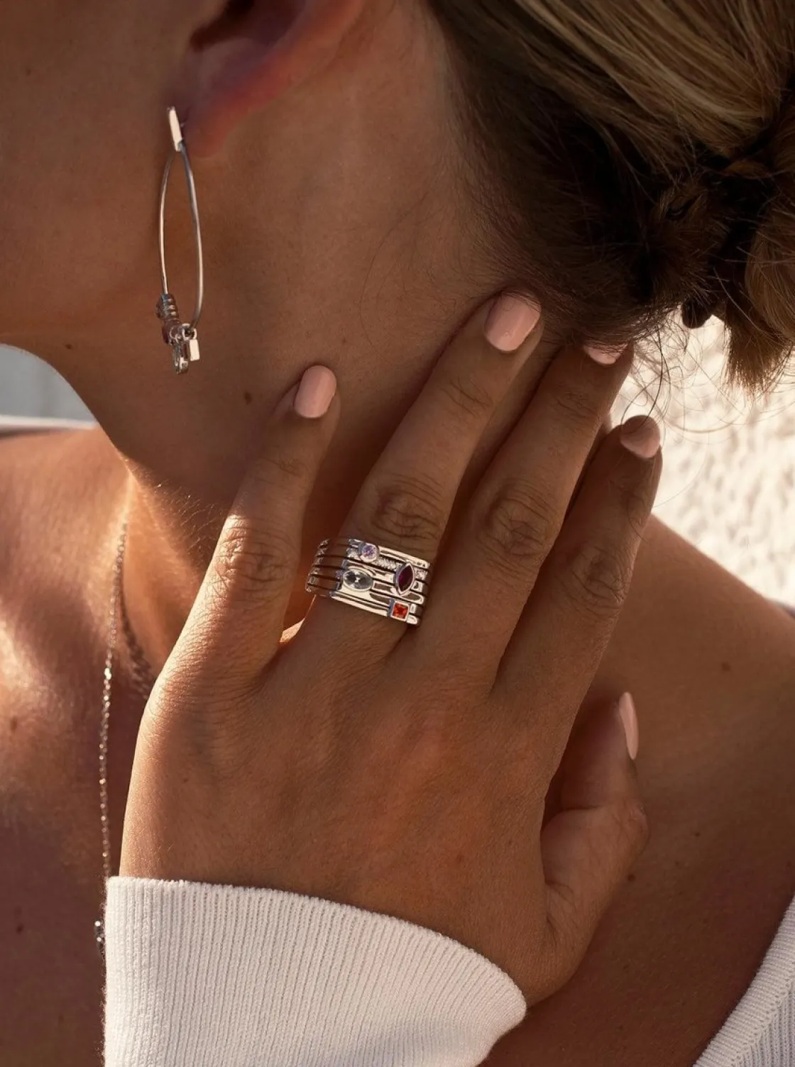 Anillos Anchos | LINEARGENT Anillos anchos en plata diseño geométrico multicolor