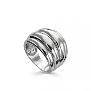 Anillos Anchos | Anillos Grandes | LINEARGENT Anillos anchos formados por cuatro carriles en plata