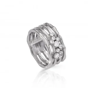 Anillos Anchos | Anillos Circonitas | LINEARGENT Anillos anchos formados por cuatro railes y circonitas