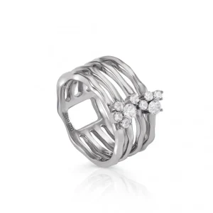 Anillos Anchos | Anillos Circonitas | LINEARGENT Anillos anchos formados por raíles y circonitas verticales