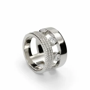 Anillos Anchos | Anillos Grandes | LINEARGENT Anillos anchos formados por tres carriles de circonitas