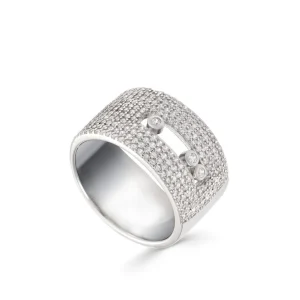 Anillos De Diseño | Anillos Anchos | LINEARGENT Anillos anchos formados por tres circonitas centrales