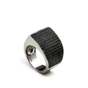 Anillos Anchos | LINEARGENT Anillos anchos plata diseño circonitas negras engastadas
