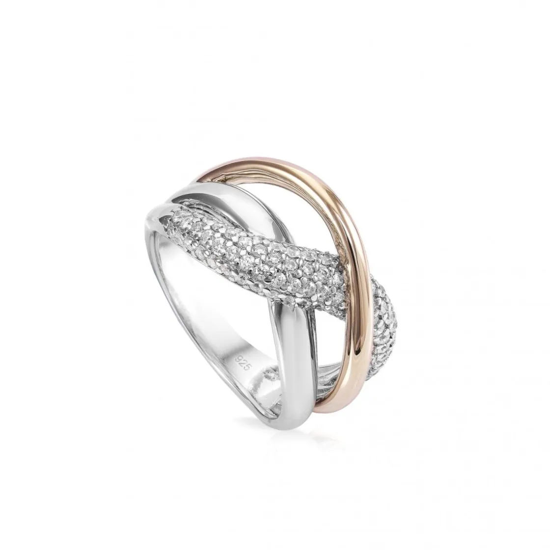 Anillos Bicolor | LINEARGENT Anillos bicolor combinado con circonitas y oro rosa