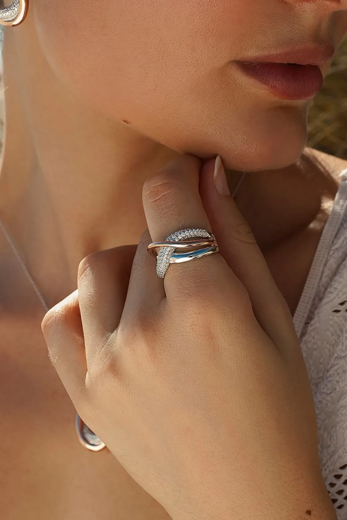 Anillos Bicolor | LINEARGENT Anillos bicolor combinado con circonitas y oro rosa