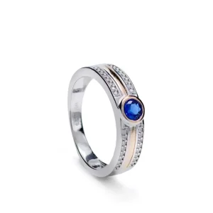 Anillos Bicolor | Anillos Con Piedras | LINEARGENT Anillos bicolor con circonitas y cuarzo adamantino azul