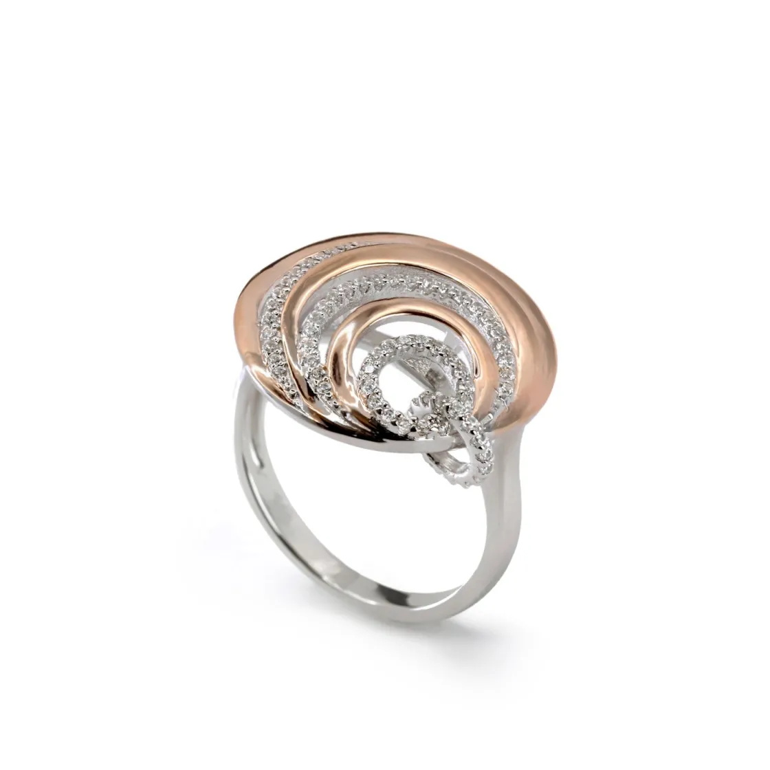 Anillos Bicolor | LINEARGENT Anillos bicolor de plata diseño círculos combinados