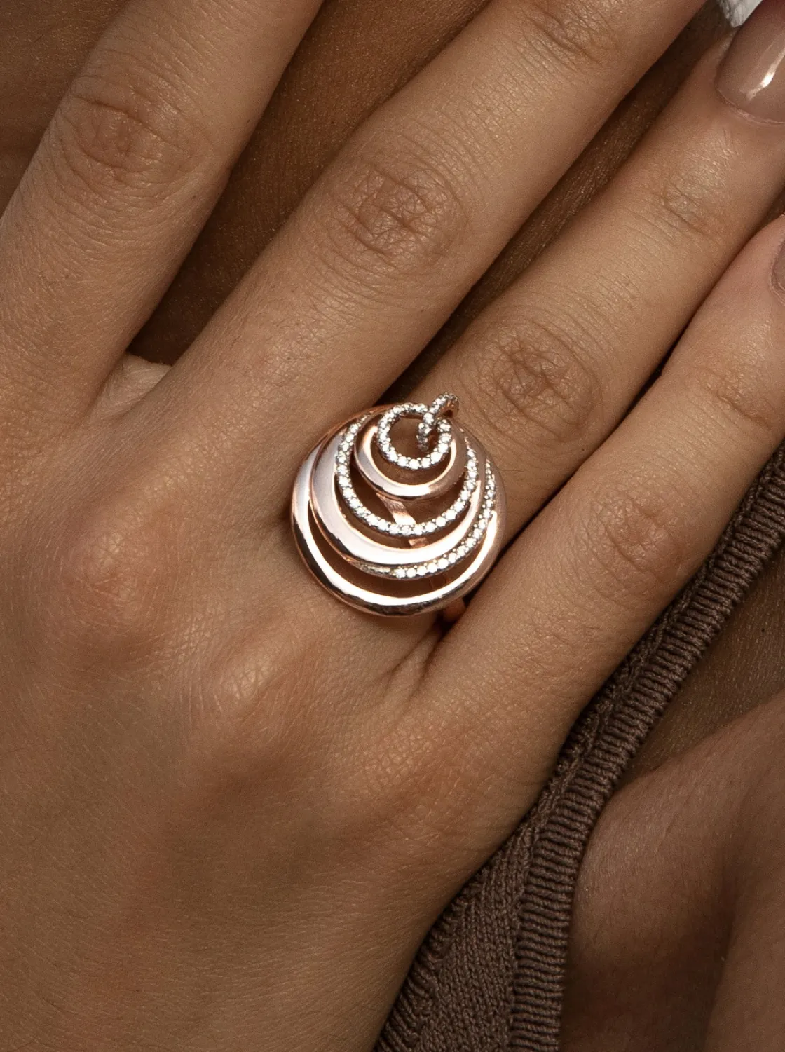 Anillos Bicolor | LINEARGENT Anillos bicolor de plata diseño círculos combinados