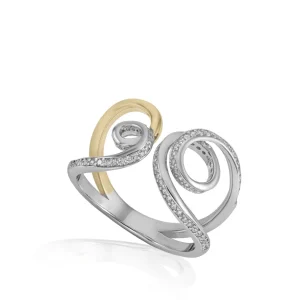 Anillos Bicolor | LINEARGENT Anillos bicolor de plata diseño tirabuzones con circonitas